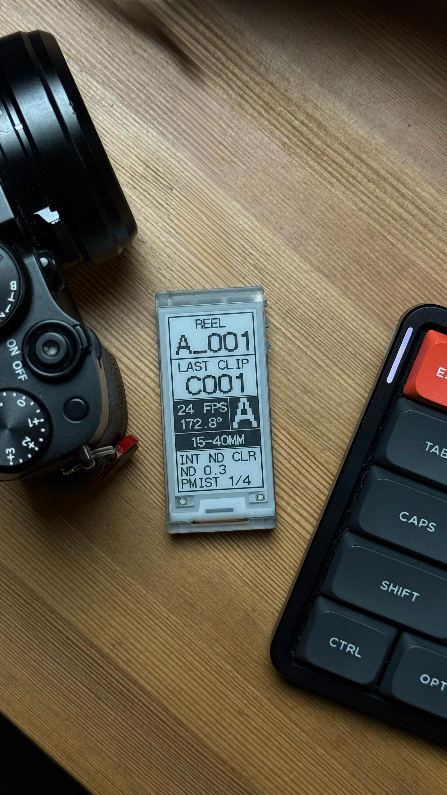 Cineink display in Basic layout next to a camera