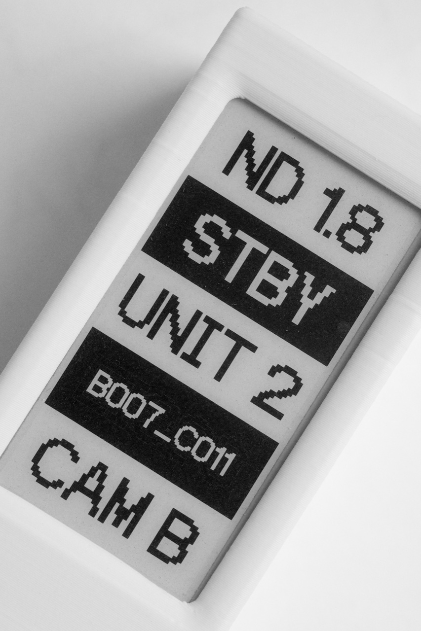 Cineink showing ND 1.8, STBY, UNIT 2, CAM B custom rows